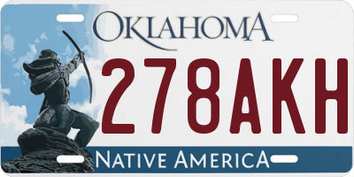 OK license plate 278AKH