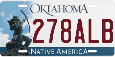 OK license plate 278ALB