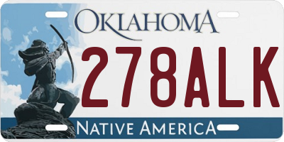 OK license plate 278ALK