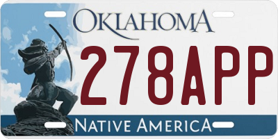 OK license plate 278APP
