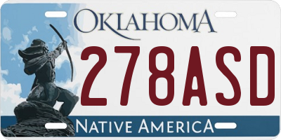 OK license plate 278ASD