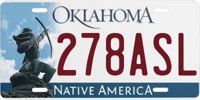 OK license plate 278ASL