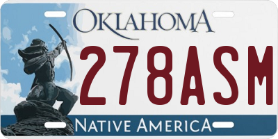 OK license plate 278ASM