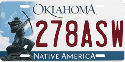 OK license plate 278ASW