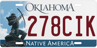 OK license plate 278CIK