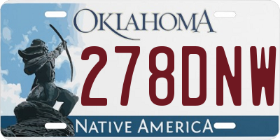 OK license plate 278DNW