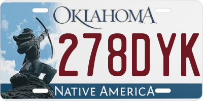 OK license plate 278DYK