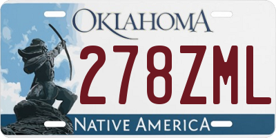 OK license plate 278ZML