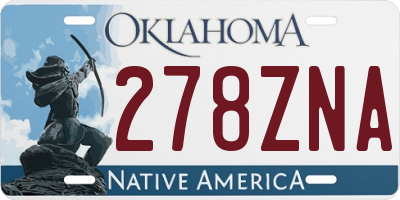 OK license plate 278ZNA