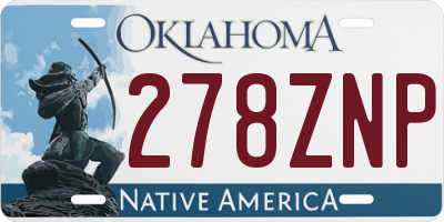 OK license plate 278ZNP