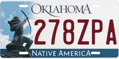 OK license plate 278ZPA