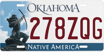 OK license plate 278ZQG