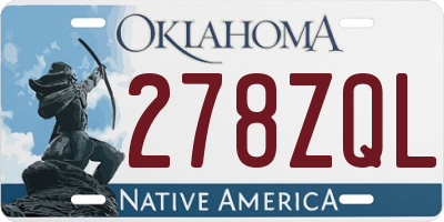 OK license plate 278ZQL