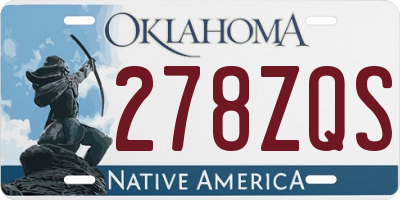 OK license plate 278ZQS