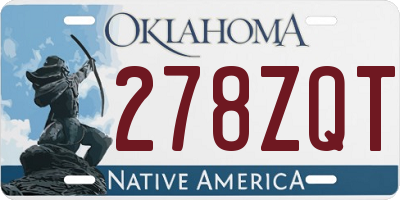 OK license plate 278ZQT