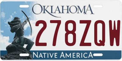 OK license plate 278ZQW