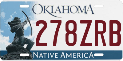 OK license plate 278ZRB