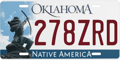 OK license plate 278ZRD