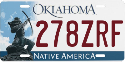 OK license plate 278ZRF