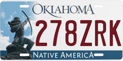 OK license plate 278ZRK