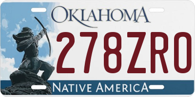 OK license plate 278ZRO