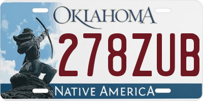 OK license plate 278ZUB