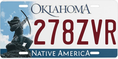 OK license plate 278ZVR