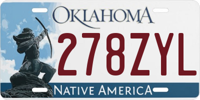 OK license plate 278ZYL