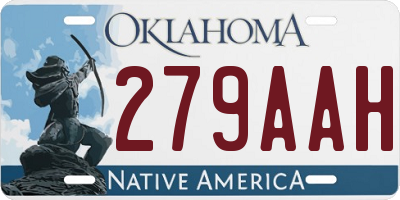 OK license plate 279AAH