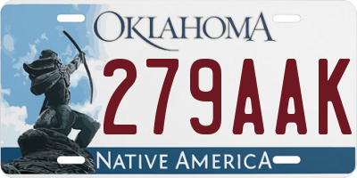 OK license plate 279AAK
