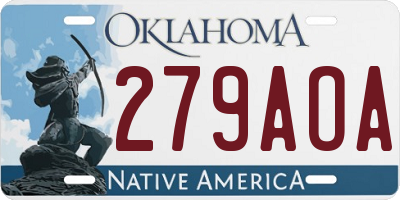 OK license plate 279AOA
