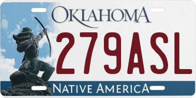 OK license plate 279ASL
