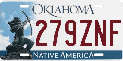 OK license plate 279ZNF
