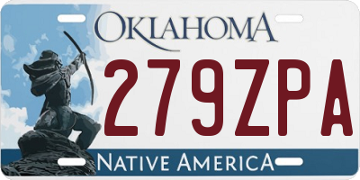 OK license plate 279ZPA