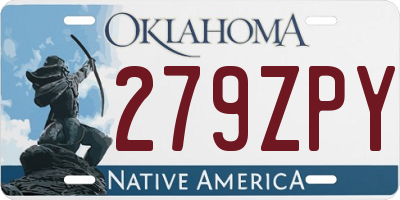 OK license plate 279ZPY