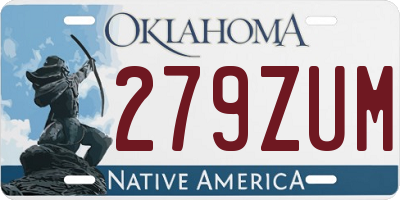 OK license plate 279ZUM