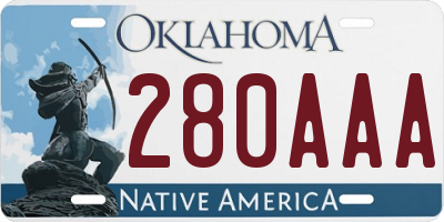 OK license plate 280AAA