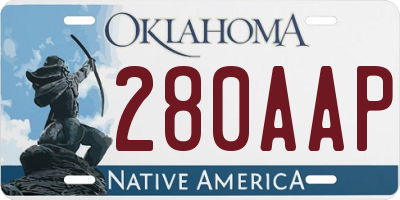 OK license plate 280AAP