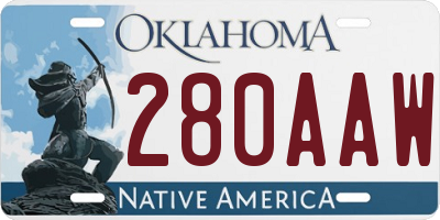 OK license plate 280AAW