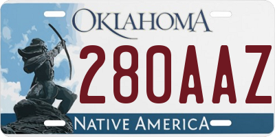 OK license plate 280AAZ