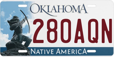 OK license plate 280AQN