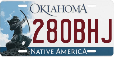 OK license plate 280BHJ