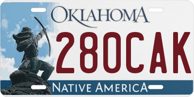 OK license plate 280CAK