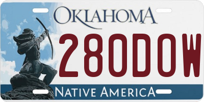 OK license plate 280DOW