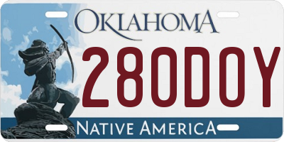 OK license plate 280DOY