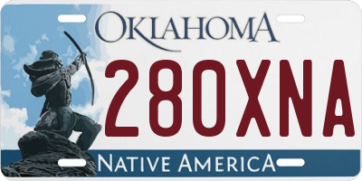OK license plate 280XNA
