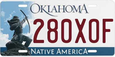 OK license plate 280XOF
