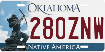 OK license plate 280ZNW