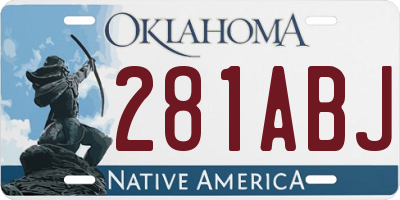 OK license plate 281ABJ