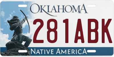 OK license plate 281ABK